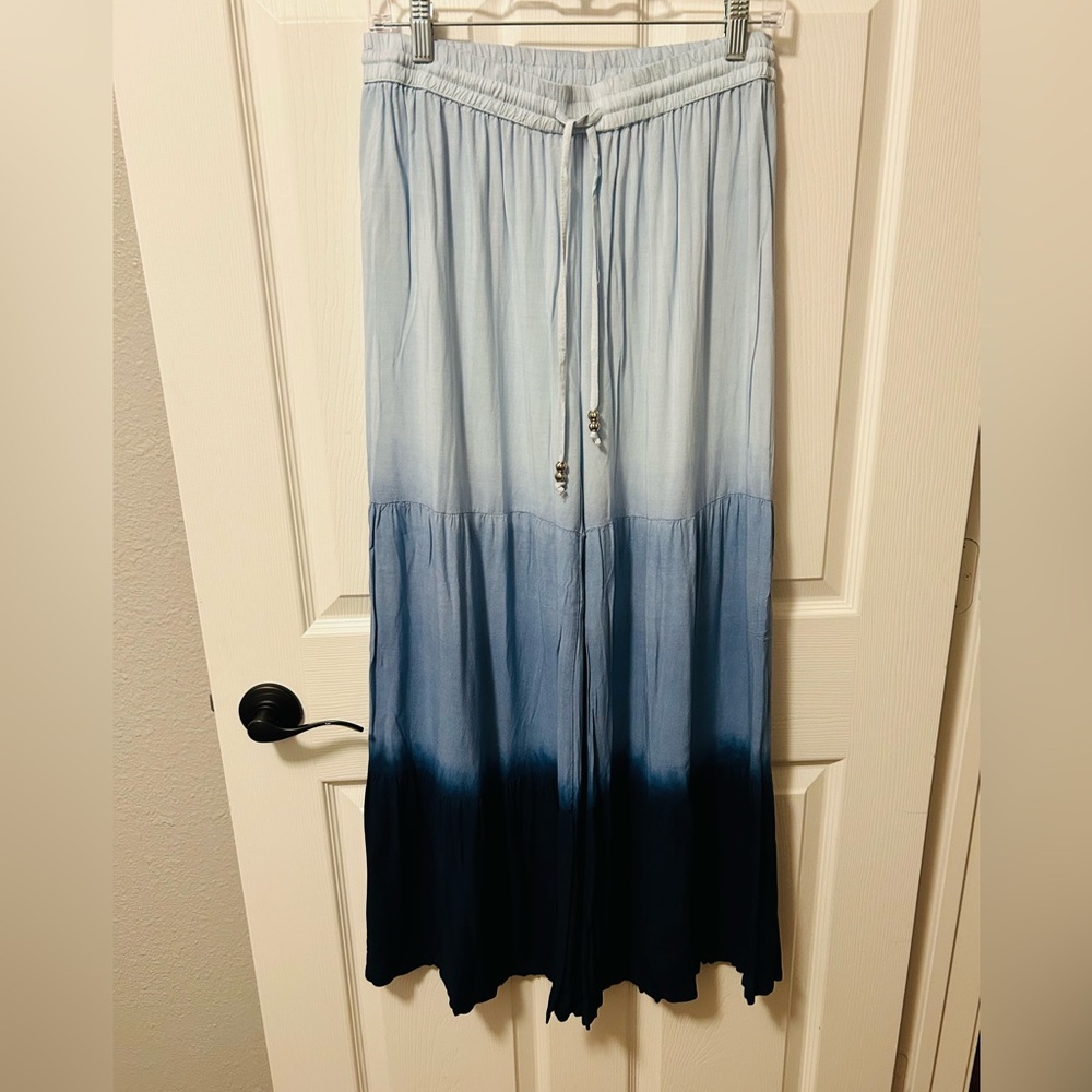 Cato Woman’s Mp Blue Ombré lightweight boho beachy wide leg Chambray pants